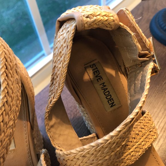 Steve Madden Natural Woven Platform Sandal Heel - Picture 8 of 8